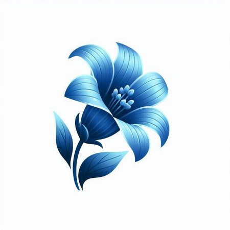 Beautiful blue flower isolated on a white background. Vector illustration.のイラスト素材