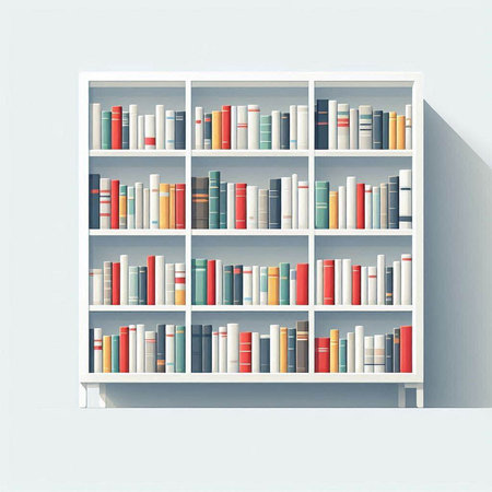 Bookshelf with books. Vector illustration. Eps 10. Isolated on white background.のイラスト素材