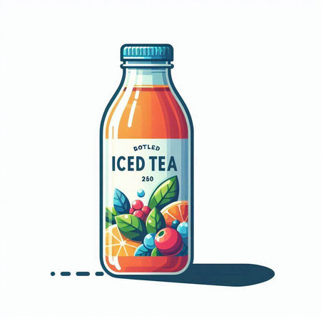 Bottle of non-alcoholic drink with berries. Vector illustration.のイラスト素材