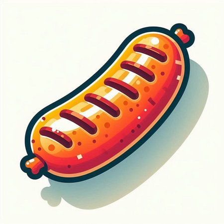 Sausage on a white background. Vector illustration in cartoon style.のイラスト素材