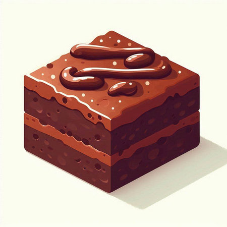Illustration of a piece of cake with chocolate on a white backgroundのイラスト素材