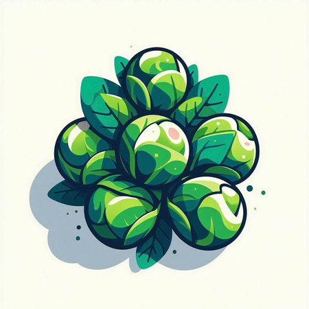 brussels sprouts on a white background. Vector illustration.のイラスト素材