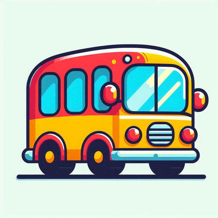 School bus icon. Vector illustration of a school bus. Flat design.のイラスト素材