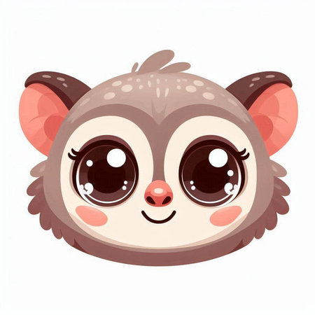 Cute cartoon kawaii baby lemur. Vector illustration.のイラスト素材