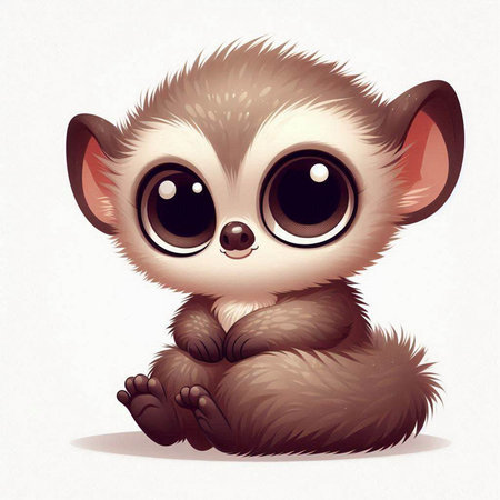 cute little baby lemur on white background - illustration for childrenのイラスト素材