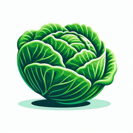 Cabbage isolated on white background. Vector illustration. Eps 10.のイラスト素材