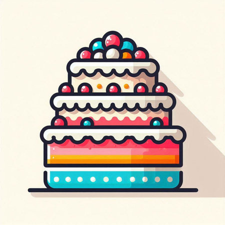 Cake icon, vector illustration. Flat design style. Sweet dessert.のイラスト素材
