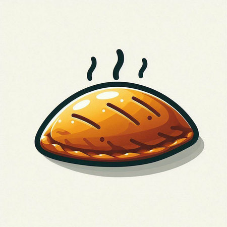 Illustration of a hot bun with steam on a white background.のイラスト素材