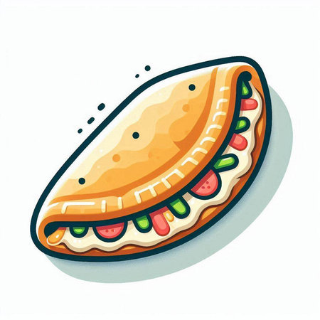 Cartoon sandwich with ham, cheese and vegetables. Vector illustration.のイラスト素材