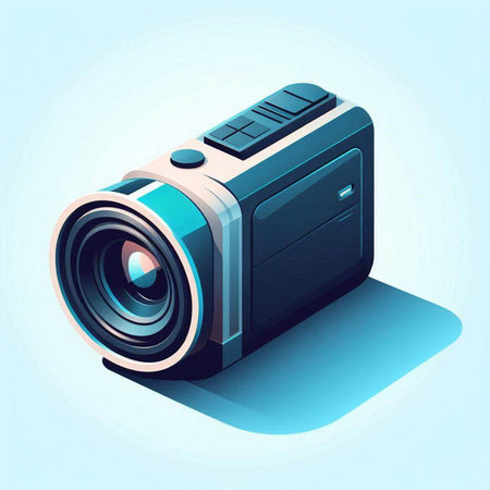 Camera icon on blue background. Vector illustration. Eps 10 file.のイラスト素材
