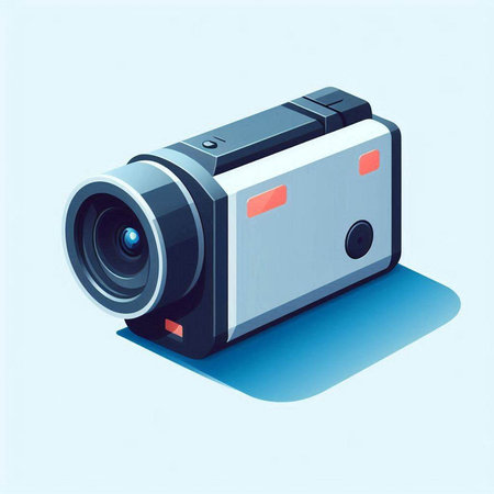 Digital camera on a blue background. Vector illustration. Eps 10.のイラスト素材