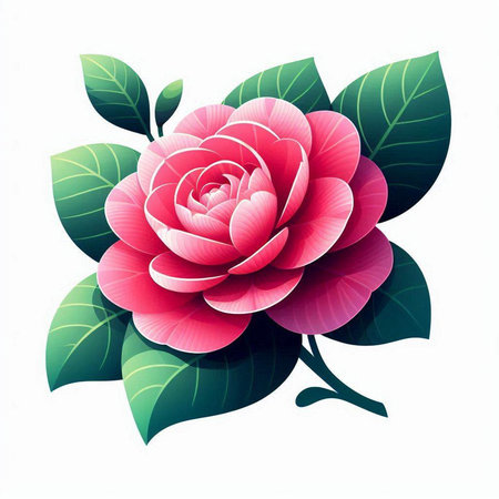 Camellia flower isolated on white background. Vector illustration.のイラスト素材