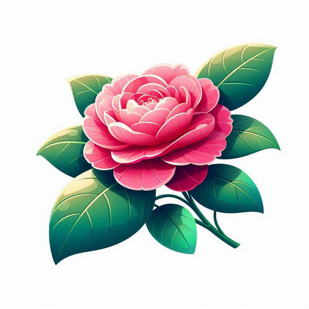 Camellia flower isolated on white background. Vector illustration.のイラスト素材