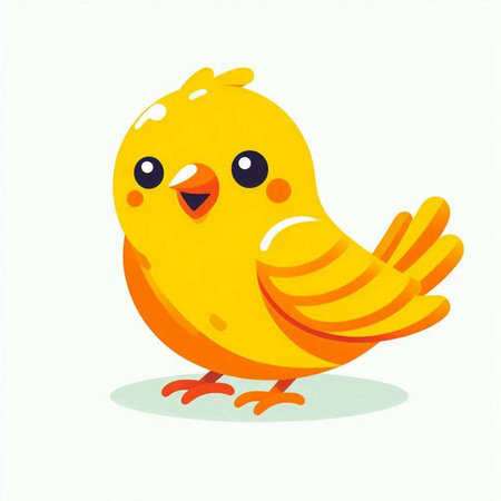Cute cartoon yellow bird isolated on white background. Vector illustration.のイラスト素材