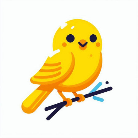 Cute yellow bird on a white background. Vector illustration in flat style.のイラスト素材