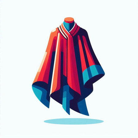 Illustration of a blue and red cape on a mannequinのイラスト素材