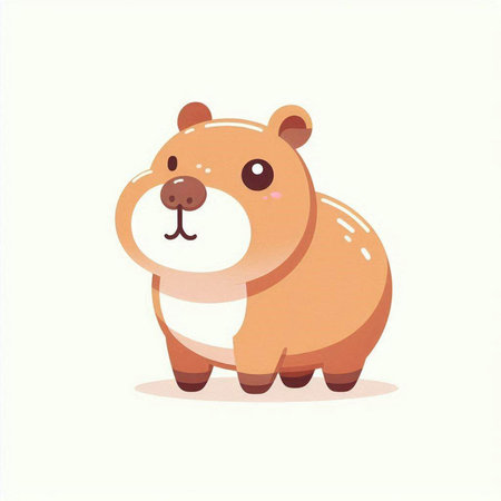 Cute cartoon beaver isolated on white background. Vector illustration.のイラスト素材