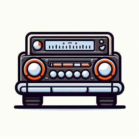 Retro radio icon. Cartoon illustration of retro radio vector icon for web designのイラスト素材