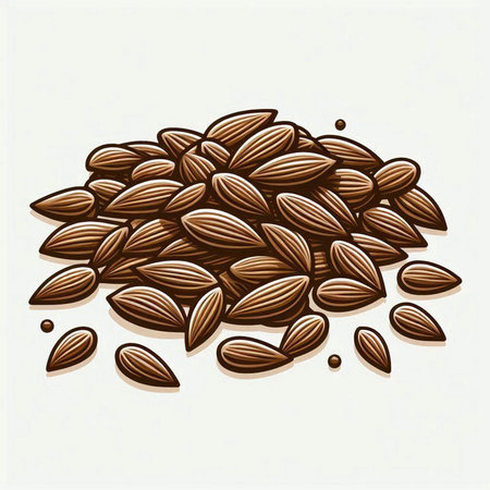 Illustration of a pile of shelled and unshelled almondsのイラスト素材