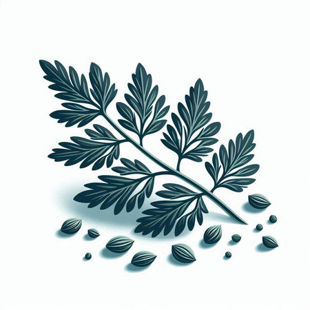 Coriander leaf and seeds isolated on white background. Vector illustration.のイラスト素材
