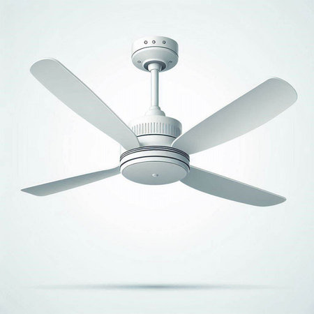 Ceiling fan on white background. 3D rendering. Mock upのイラスト素材