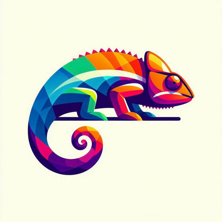 Colorful chameleon isolated on white background. Vector illustration.のイラスト素材