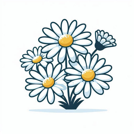Beautiful daisies isolated on white background. Vector illustration.のイラスト素材