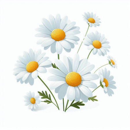 Chamomile flowers on a white background. Vector illustration.のイラスト素材