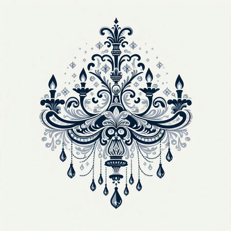 Vintage ornate chandelier. Hand drawn vector illustration.のイラスト素材