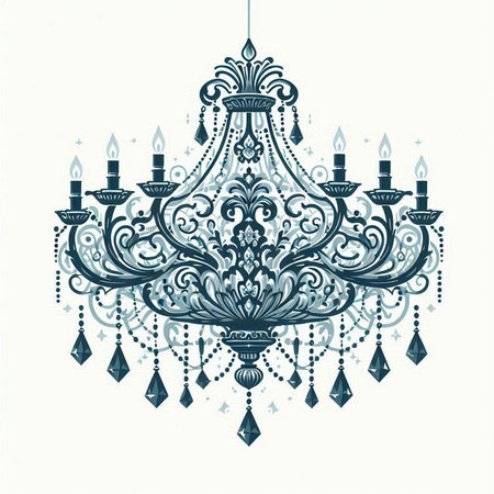 Vintage chandelier. Vector illustration in retro style. Hand drawn sketch.のイラスト素材