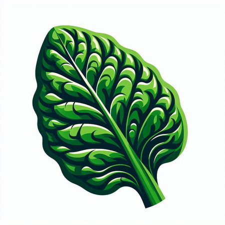 Illustration of a green lettuce leaf isolated on white background - vectorのイラスト素材