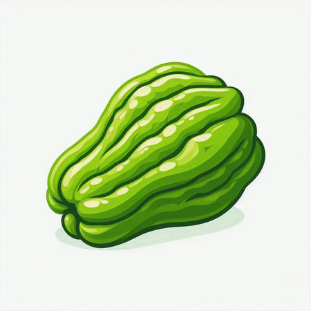 Chayote fruit isolated on white background. Vector cartoon illustration.のイラスト素材