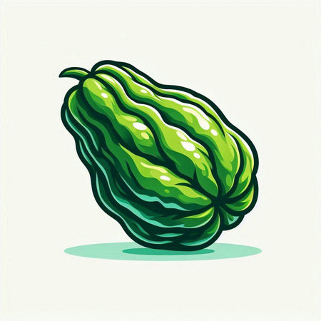 Illustration of a green chayote isolated on a white backgroundのイラスト素材
