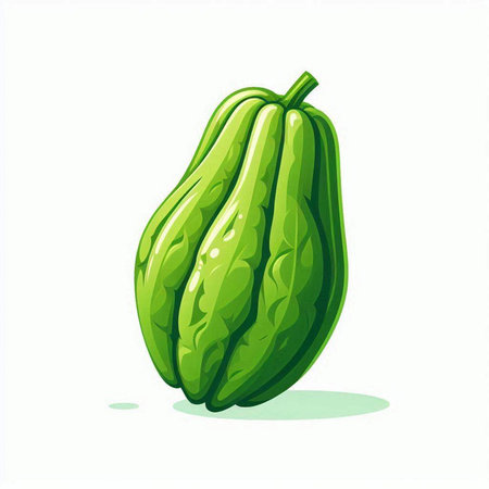 Papaya fruit isolated on white background. Vector cartoon illustration.のイラスト素材
