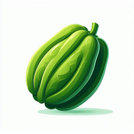 Green papaya isolated on white background. Vector illustration. Eps 10.のイラスト素材