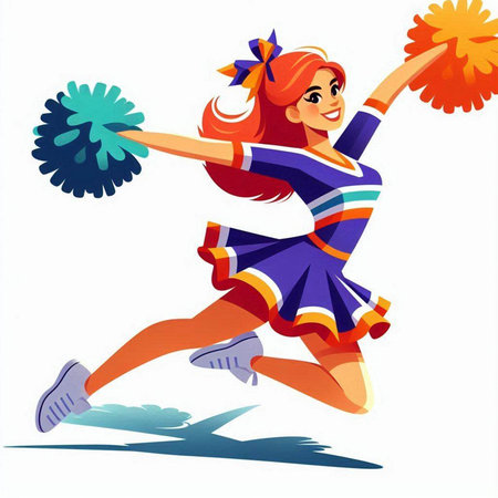 Cheerleader with pompoms. Cheerleader. Vector illustrationのイラスト素材