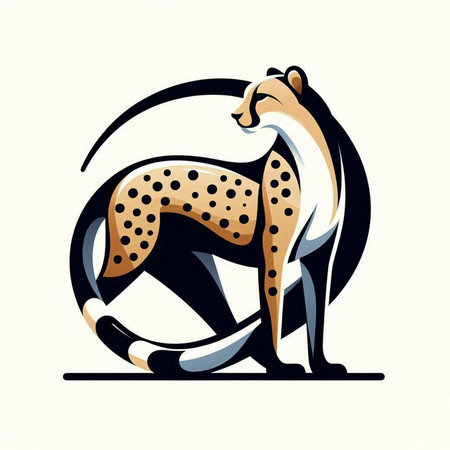 Cheetah logo. Vector illustration of a cheetah.のイラスト素材