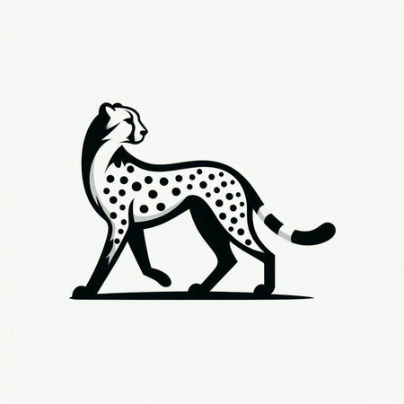 Cheetah logo. Black and white cheetah vector illustration.のイラスト素材