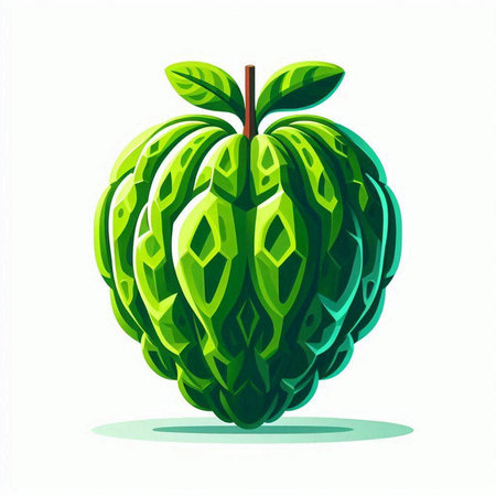 Custard apple fruit isolated on white background. Vector illustration.のイラスト素材