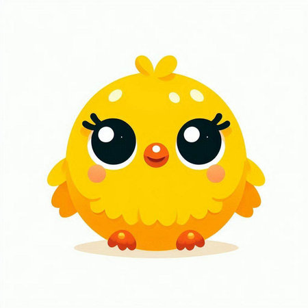 Cute yellow chicken on a white background. Vector cartoon illustration.のイラスト素材
