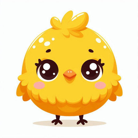 Cute yellow chicken isolated on white background. Vector illustration in cartoon style.のイラスト素材