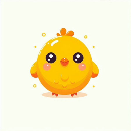 Cute yellow chicken. Cute cartoon character. Vector illustration.のイラスト素材
