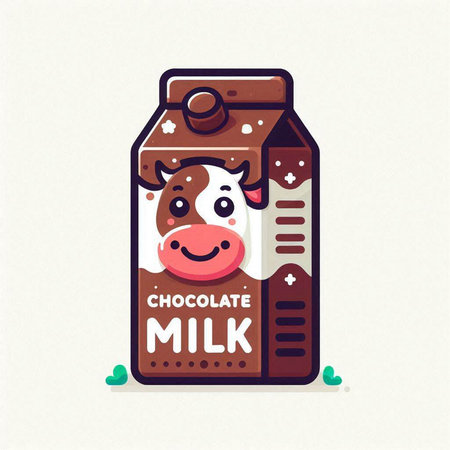 Milk box with funny cow. Vector illustration of dairy product.のイラスト素材