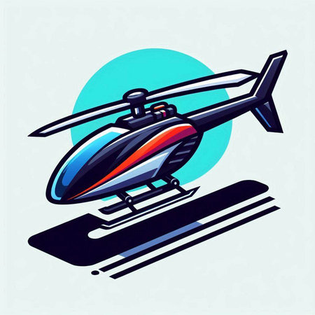 Helicopter vector illustration. Isolated helicopter on blue background.のイラスト素材
