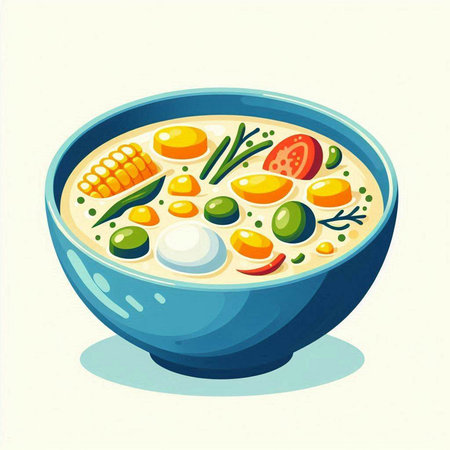 Illustration of a bowl of noodle soup. Vector illustration.のイラスト素材