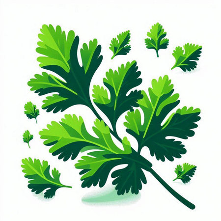Parsley leaves isolated on white background. Vector illustration. Eps 10.のイラスト素材