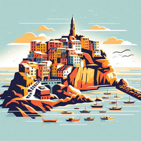 Vector illustration of the old town of Rovinj, Croatiaのイラスト素材
