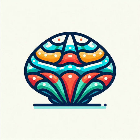 Colorful abstract sea shell icon isolated on white background, vector illustrationのイラスト素材