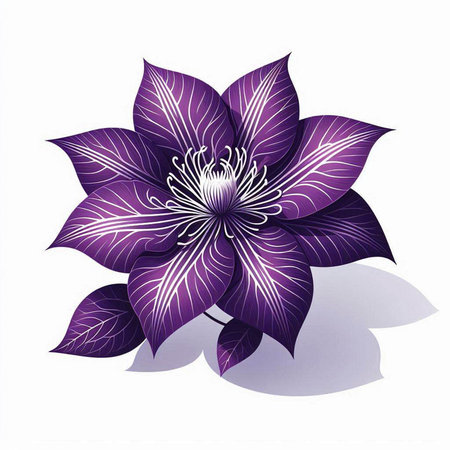 Purple clematis flower isolated on white background. Vector illustration.のイラスト素材