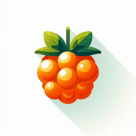 Raspberry icon with long shadow on white background. Vector illustration.のイラスト素材